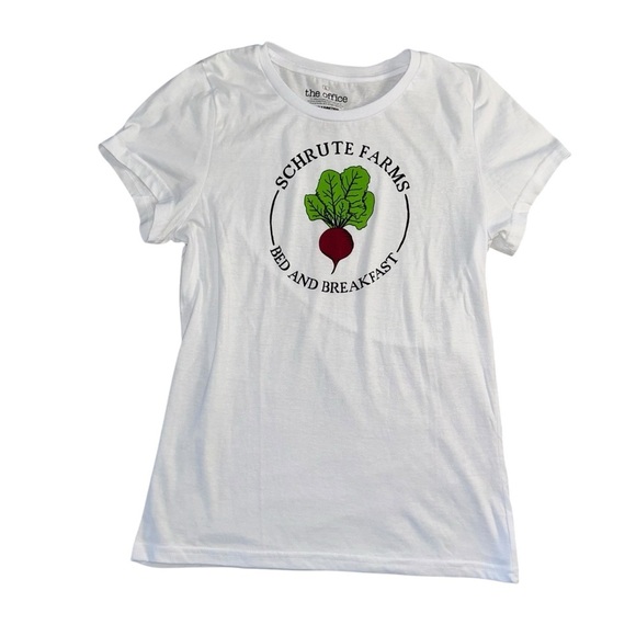The Office Schrute Farms Dwight Fan Beets White Tee Women’s Size Large Funny - Picture 1 of 5